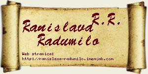 Ranislava Radumilo vizit kartica